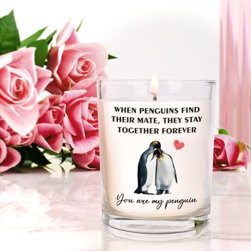 Anniversary Candle Gifts for Women Men, Funny Gifts for Him Her Engagement Gifts for Couples You are My Penguin Birthday Presents for Her Girlfriend Him Boyfriend