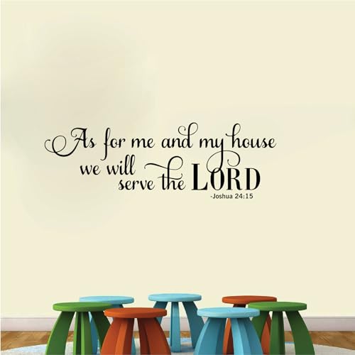 VVWV As for Me My House We Will Serve The Lord Bible Quotes Vinyl Wall Sticker Home Bedroom Living Room L x H 55 cm x 18 cm