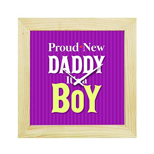 TheYaYaCafe Yaya Cafe for New Daddy It is Boy Table Desk Clock Wooden - 8X8 inches