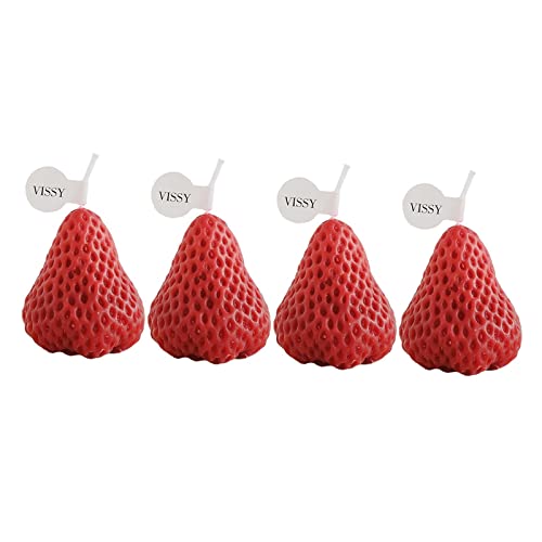 ATORSE® Strawberry Candle Scented Candle Home Living Room Party Decor Photo Props Red S 4Pcs