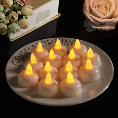 SPARSHMART Sapna Flameless and Smokeless Decorative Candles Led Tea Light Candle Perfect for Gifting, House, Light for Balcony Pack of 12