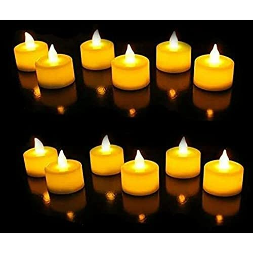 Be Fashionholic Acrylic Flameless & Smokeless Decorative Candles Led Tea Light Candle Perfect for Gifts, Home, Room, Birthday, Anniversary Decorative Candles, Yellow, 2 cm (Pack of 24)