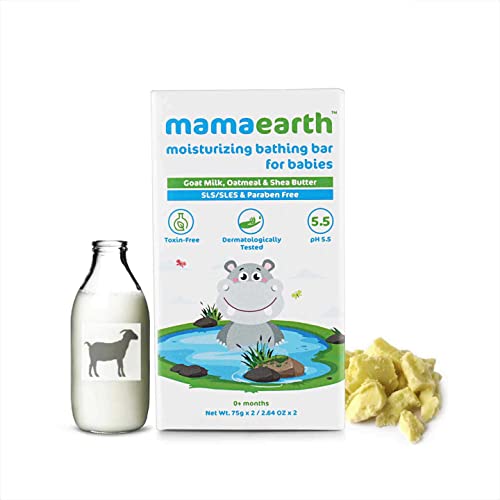 Mamaearth Moisturizing Baby Bathing Soap Bar pH 5.5 with Goat Milk and Oatmeal, 75g (Pack of 2)