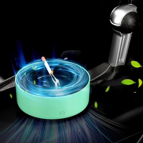 Sevia 2 In 1 Multifunctional Indoor Smokeless Ashtray, 360 °surround Suction Intelligent Air Purifier Ashtray, Indoor Household Car Intelligent Ashtray (Green)