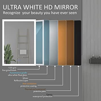 Aranaut Glass led Wall Mounted Bathroom Mirror with Touch Sensor Button in White Light (18 x 24 Inch_ Design, Unframed)