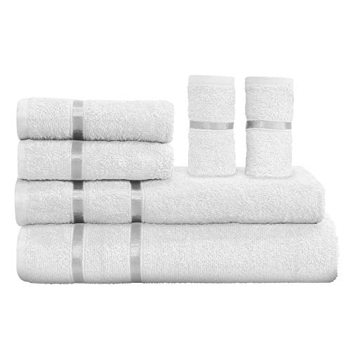 Story@Home Bath Towel Set - Premium Collection of 450 GSM Made with 100% Soft Cotton with Quick Dry Set of 6 Towels - White