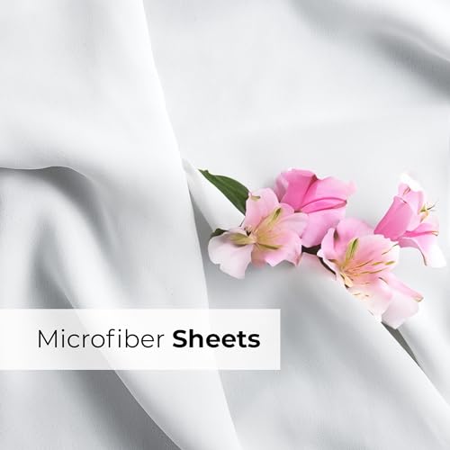 Extra Deep Pocket Cal King Sheets - 4 Piece Breathable & Cooling Bed Sheets - Hotel Luxury Bed Sheet Set - Soft, Wrinkle Free & Comfy - Easily Fits Extra Deep Mattresses - Deep Pocket White Sheets Set