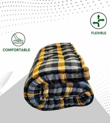 IMSMARTMART 4 Inch Check 4 inch Single Cotton MattressBreathable, Comfort and Support, Durable, Seasons, Ideal for Sensitive Skin (L x W: 34 inch x 72 inch)