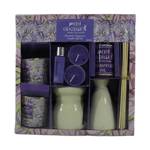 The Decor Affair 1 Pcs Serenity Meadows Lavender Blossom Glow Ensemble: Cerulean Elegance Tea Light Vessel, Aromatherapy Oil Diffuser, and Enduring Wax Warmer.