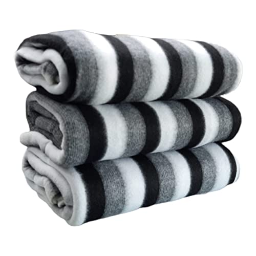 Cool Dealzz Fleece Single Bed AC Blanket (60X90 Inch, Black and White Stripes) - Pack of 3