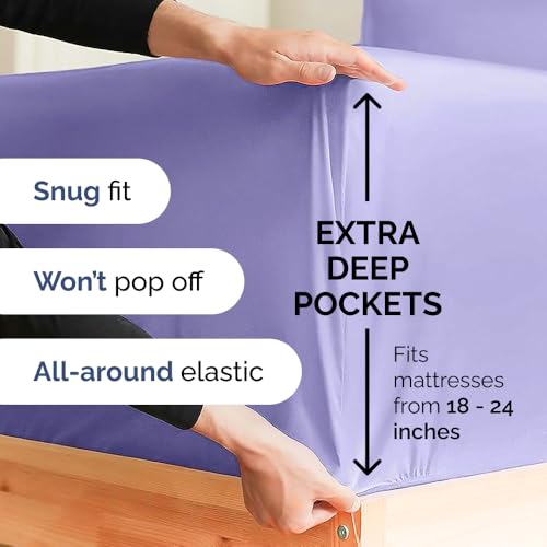 Extra Deep Pocket Sheets - 6 Piece Sheet Set - Full Sheets Deep Pocket - Extra Deep Pocket Full Sheets - Deep Fitted Sheet Set - Extra Deep Pocket Full Size Sheets - Easily Fits Extra Deep Mattresses