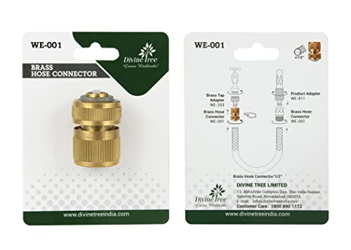 Brass Hose Connector by Divine Tree 1/2 Inch Hose Nozzle Garden Water Hose Quick Connector Universal for Quick Hose Pipe Fitting 1/2 inch Quick Connector