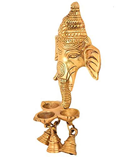 Buyerwell Brass Ganesh Hanging Deep with Bells 9 Inch Showpiece