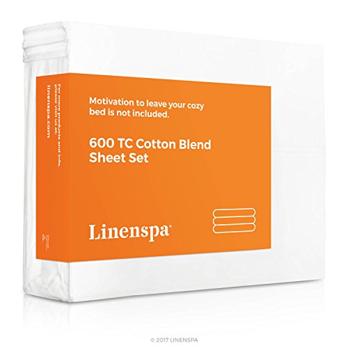 Full, White : LINENSPA 600 Thread Count Ultra Soft, Deep Pocket Cotton Blend Sheet Set - Full - White