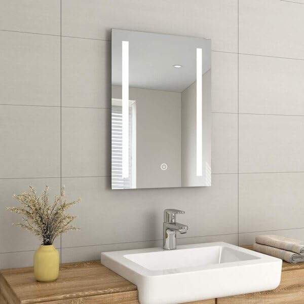 TINITALO Bathroom LED Mirror Home Mirror Wall Mirror with Touch Sensor, 3 Light Effects, Glass, Rectangular LED-42 (18 x 24 Inch)