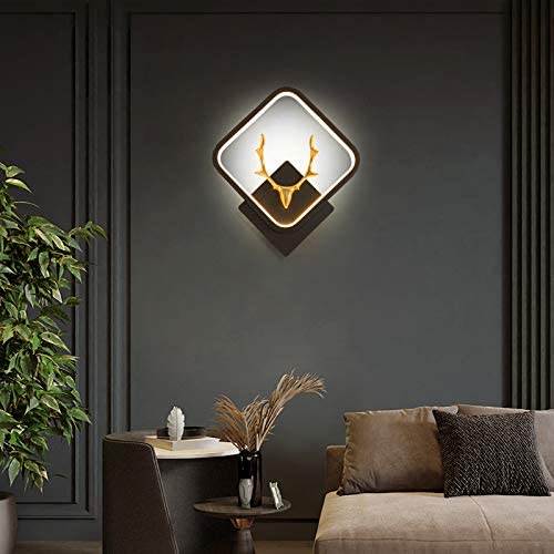 blissbells LED Stag Square Black Wall Lamp Light- Warm White