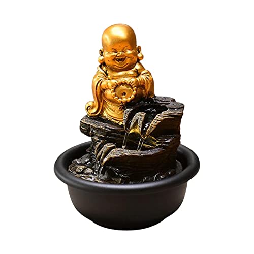 CALANDIS® Tabletop Water Fountain Buddha Statue for Office Farmhouse Birthday Gifts Smile Buddha | 1 Tabletop Fountain(Us Adapter)