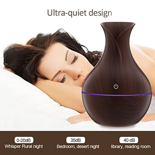 DALPHA Wood Grain Vase Style Aroma Diffuser Ultrasonic Cool Mist Big Pot Wooden Humidifier with LED Lights (Multicolor)