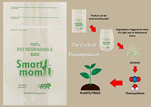 LifeKrafts Plastic Smart Mom Disposable Scented, Bio-Degradable And Eco Friendly Diaper Bags (White) - Pack of 100