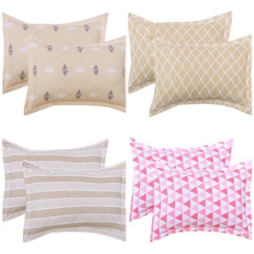 Nendle Polycotton 400TC Combo Set of 4 Super King Bedsheets 108 * 108 Inches with 8 Contrast Pillow Covers Multicolor