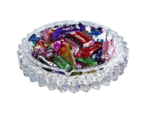 Crystal Glass Round Tabletop Ash Tray Glass Ash Tray for Cigarette, Cigar Smoking for Home, Car, Balcony, Crystal Clear Big Size Square Ash Tray Crystal Quality Glass Ash Tray (Round Creystal)