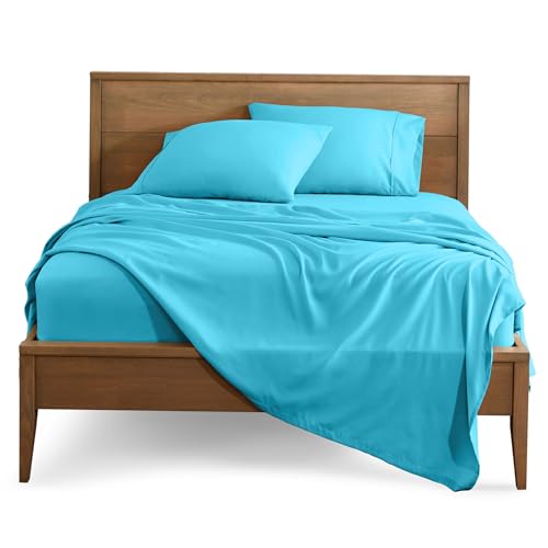 Queen , Aqua : Premium 1800 Ultra-Soft Microfiber Collection Queen Sheet Set, Hypoallergenic, Easy Care, Wrinkle Resistant, Deep Pocket (Queen, Aqua)