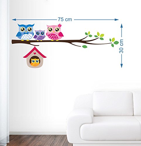 Owls Cute Famliy Self Adhesive VinylWaterproof Decorative Wall Stickers for Hall, Bedroom, Kitchen and Furniture