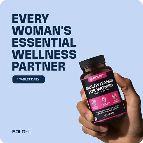 Boldfit Multivitamin For Women Tablets With Probiotics - 42 Vital Ingredients For Immunity, Hair, Skin, Energy & Bone Support - Pack of 1, 60 Tablets