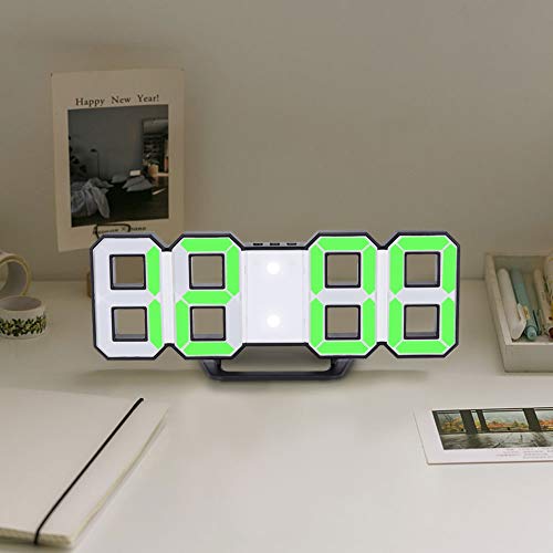 Led Table Clock, 3D Digital Clock USB Power Supply for Indoor Display Wall Decoration for Night Lighting(Green)