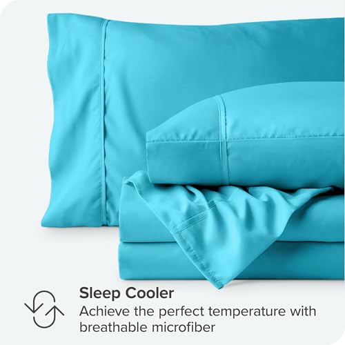 Queen , Aqua : Premium 1800 Ultra-Soft Microfiber Collection Queen Sheet Set, Hypoallergenic, Easy Care, Wrinkle Resistant, Deep Pocket (Queen, Aqua)