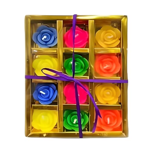 The Decor Affair 12 Pcs Rose Flower Wax Floating Candles for Home Decor, Diwali Gift, and New Year's Celebrations - Multicolour Flowers Shape Wax Candles in Unique Designs.