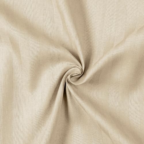 Evan Cotton Satin Stripes Lining Plain Bedsheet for Double Bed with Two Pillow Covers | 90 x 100 Inches (Cream)