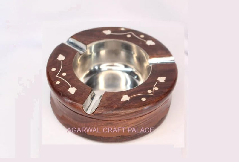 AGARWAL CRAFT PALACE Wooden Cigarette Ashtray, Sheesham Wood AshTray, Smoke Ash Holder, Tabletop Ash Catcher for Outdoors and Indoors, Smoking Ashtray for Home, Bar, Office & Car, Gift for Smokers