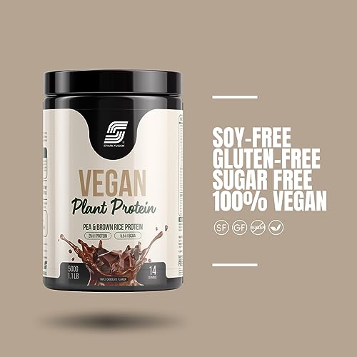 Sparkfusion Vegan Plant Protein Powder|Organic Isolated Pea & Brown Rice Protein|25 gm Protein & All Essential Amino Acids|Easy To Digest| Triple Chocolate Flavour 500 gm(Unisex)