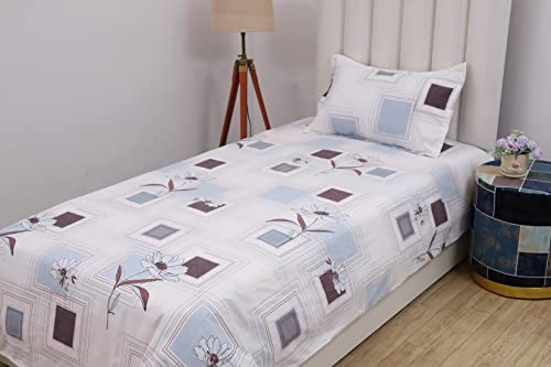 RD TREND® Presents Bedsheet for Single Bed Polycotton 210 TC, Size-60X90 Inches(152X228 CM), Single Bedsheet with Pillow Cover (18X28 Inches) White