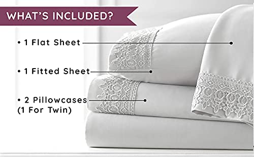 Full, Chocolate Brown : Southshore Fine Linens® 4-Piece 21 Inch Deep Pocket Sheet Set with Beautiful Lace - Chocolate Brown - Full