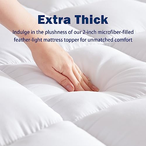 SINWEEK Dual Layer 4 Inch Memory Foam Mattress Topper, King Size, 2 Inch Cooling Gel 5-Zone Memory Foam Plus 2 Inch Extra Thick Pillowtop Cover, Pressure Relieve Soft Mattress Pad,Light Blue