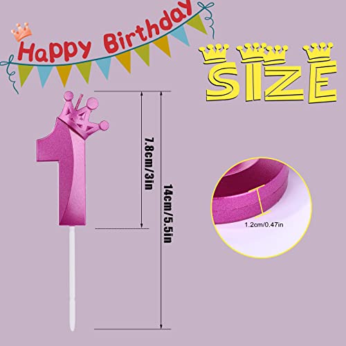 3inch Birthday Number Candle, Large Cake Numeral Candles Birthday Candle Cake Topper with Crown 3D Number Candles for Birthday Wedding Anniversary Graduation (Purple, 1)