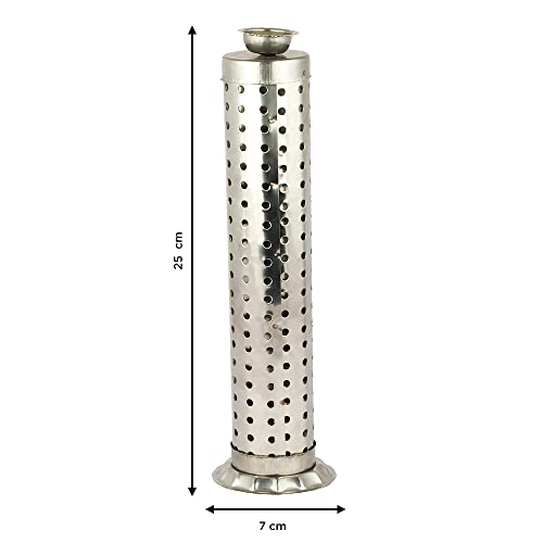 Shubhkart Nitya Stainless Steel Agarbatti Stand for Puja |Incense Stick Holder with Ash Catcher| 25cm Height |Stainless Steel Incense Burner| 1 Piece