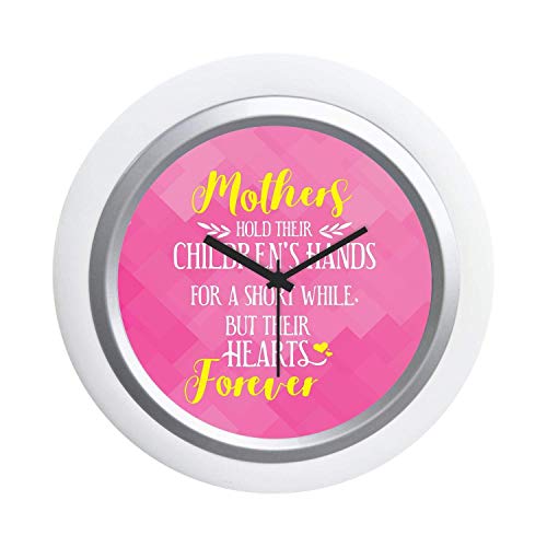 TheYaYaCafe Birthday Gifts for Mom Printed Desk Clock 6 inches Round (White Frame, Unbreakable Flexiglass Cover, Analog) - Mom Hearts Forever