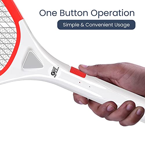 GIGAWATTS Mosquito Rechargeable Racket Insect Fly Swatter Bugs Trap Bat LED Light Long Battery Life for Indoor Home Outdoor (Orange White, 6 Months Warranty, Charge Before First USE)