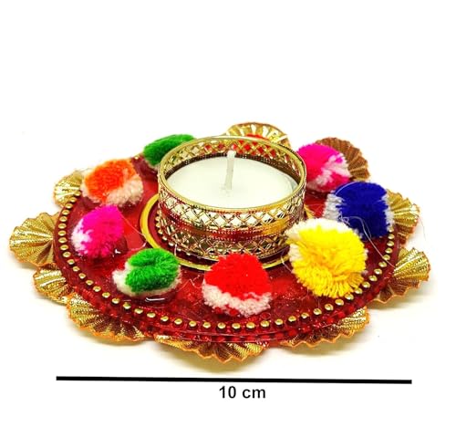 brown leaf Metallic Flower Design Diya Tea Light Candle Holders for Diwali Candle Holders with Stylish Tealights (Pack of 8)