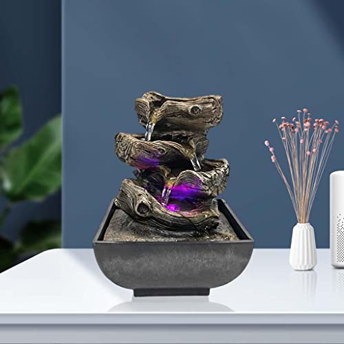 ATORSE® 3-Tier Desktop Water Fountain Decor W/Led Us 110 V, Simple But Elegant B