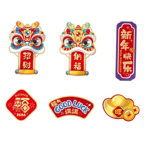 ATORSE® 6 Pieces Chinese New Year Refrigerator Magnets 3D for Spring Festival Office Style B