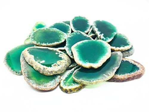 ShinyShaw 10 PCS Polished Agate Light Table Slices,Healing Crystals Geode Stones，Irregular Home Decoration Jewelry Making (Green)