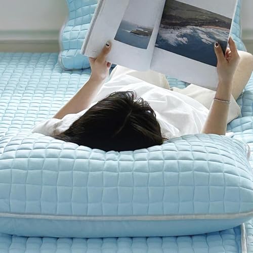 SECRET DESIRE Cooling Mattress Pad Soft Sleeping Mat Cool Mat Cooling Fitted Sheets Blue 1.8mx2.0m