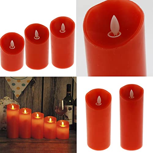 ATORSE® Flameless Led Pillars Tea Light Candles for Holidays Wedding Parties Red 10Cm