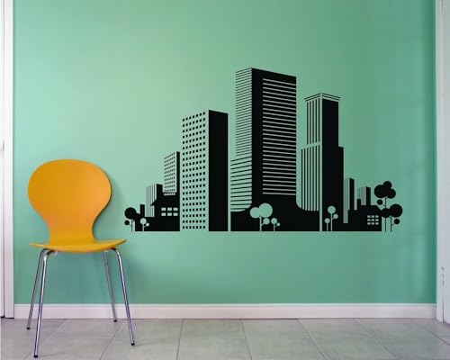 GADGETS WRAP Modern Buildings Black Wall Decal and Sticker