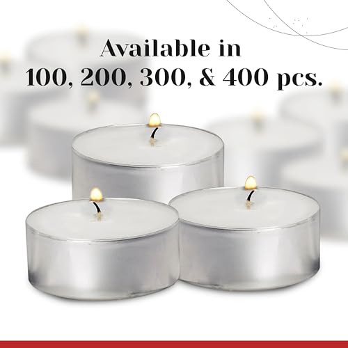 100 Pack Tealight Candles in Metal Cups - Clean, White Unscented Tealight Candles with 4.5 Hour Long Burning Time - Votive Candles Bulk for Romantic Dinner, Weddings, Spa & Hotels by PARNOO