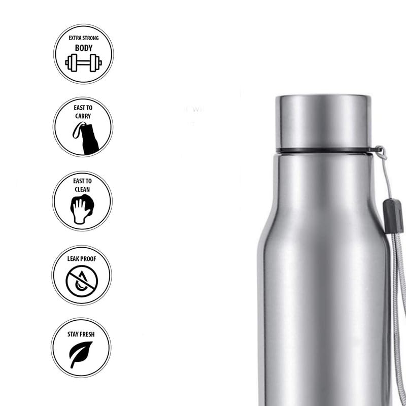 Dhanuom Stainless Steel Water Bottle/Non-Toxic Water Storage | Leak Proof | Easy Grip | Easy to Carry | Gym Bottle | Home | Kitchen | Hiking | Treking Bottle | Travel Bottle(500 ML)(500 ML)